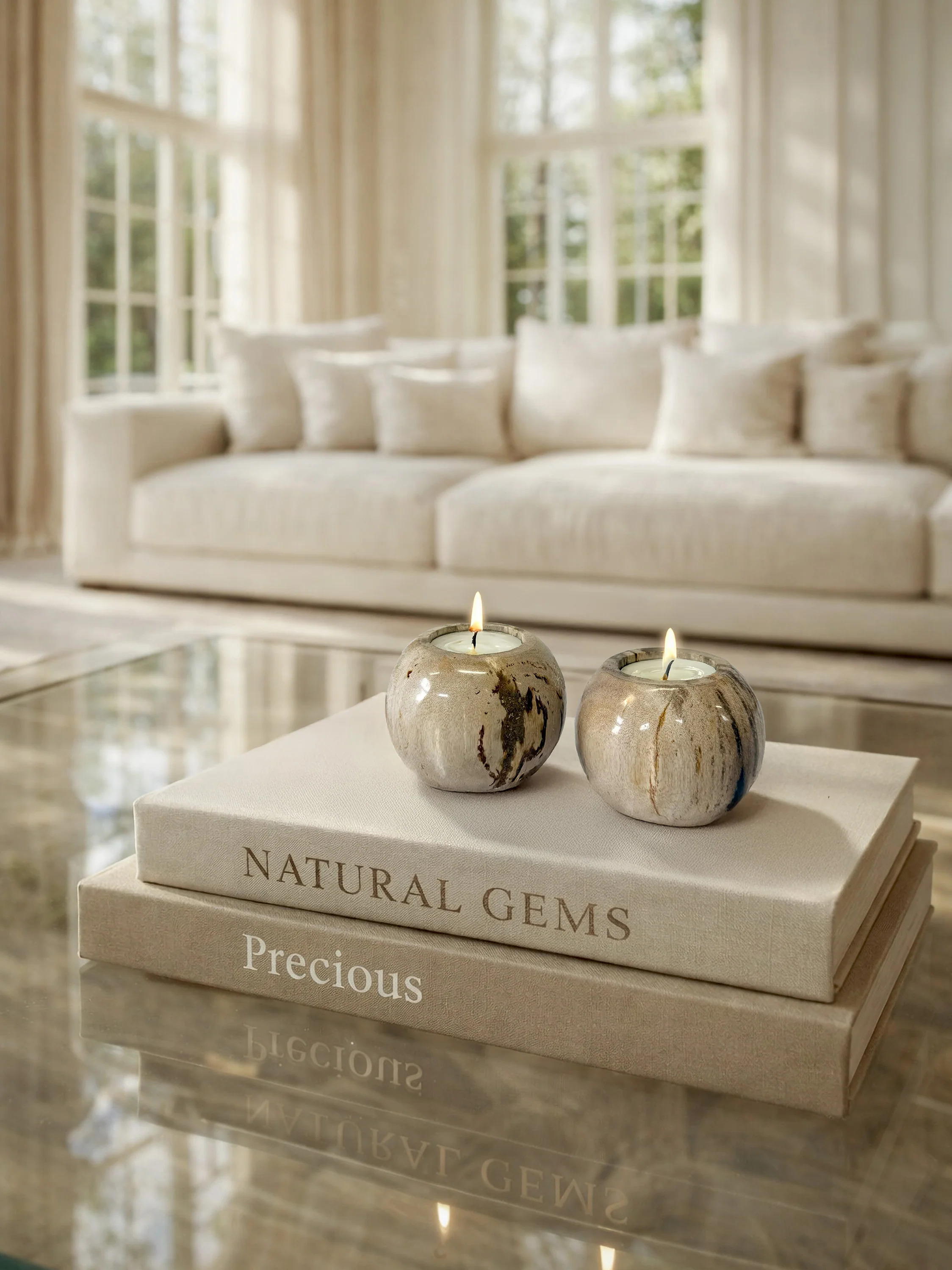 Petrified wood incense and candle holders